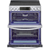 LG LTEL7337F InstaView 30 in. 7.3 cu. ft. Smart Air Fry True European Convection Double Oven Slide-In Electric Range with Smoothtop Burners - PrintProof Stainless Steel