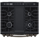 LG LTGL6937D InstaView 30 in. 6.9 cu. ft. Smart Air Fry True European Convection Double Oven Slide-In Gas Range with 5 Sealed Burners & Griddle - PrintProof Black Stainless Steel