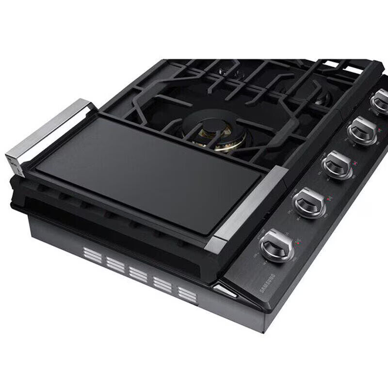 Samsung NA36N7755TG 36 in. 5-Burner Smart Natural Gas Cooktop with Griddle, Simmer Burner & Power Burner - Black Stainless