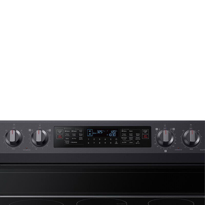 Samsung 30 in. 6.3 cu. ft. Smart Air Fry Standard Convection Double Oven Electric Range with Radiant Burners & Griddle - Black Stainless