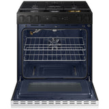 Samsung NSG6DB870012 Bespoke 30 in. 6 cu. ft. Smart Air Fry True European Convection Slide-In Gas Range with 5 Sealed Burners & Griddle - White Glass