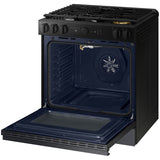 Samsung NSG6DG8500MT Bespoke 30 in. 6 cu. ft. Smart Air Fry True European Convection Slide-In Gas Range with 5 Sealed Burners & Griddle - Matte Black Steel