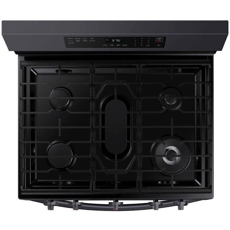 Samsung 30 in. 6 cu. ft. Smart Air Fry Standard Convection Gas Range with 5 Sealed Burners & Griddle - Black Stainless