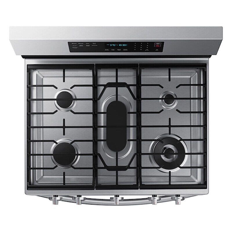 Samsung 30 in. 6 cu. ft. Smart Air Fry True European Convection Gas Range with 5 Sealed Burners & Griddle - Stainless Steel