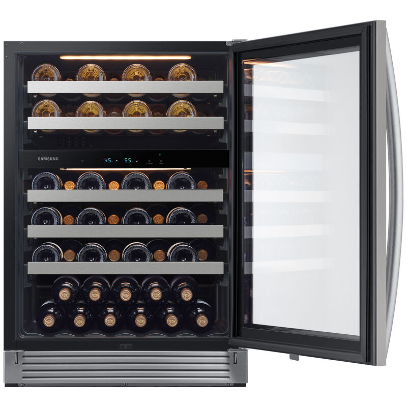 Samsung RW51TS338SR 24 in. Undercounter Wine Cooler with Wire Racks, Dual Temperature Zones & 51 Bottle Capacity - Stainless Steel