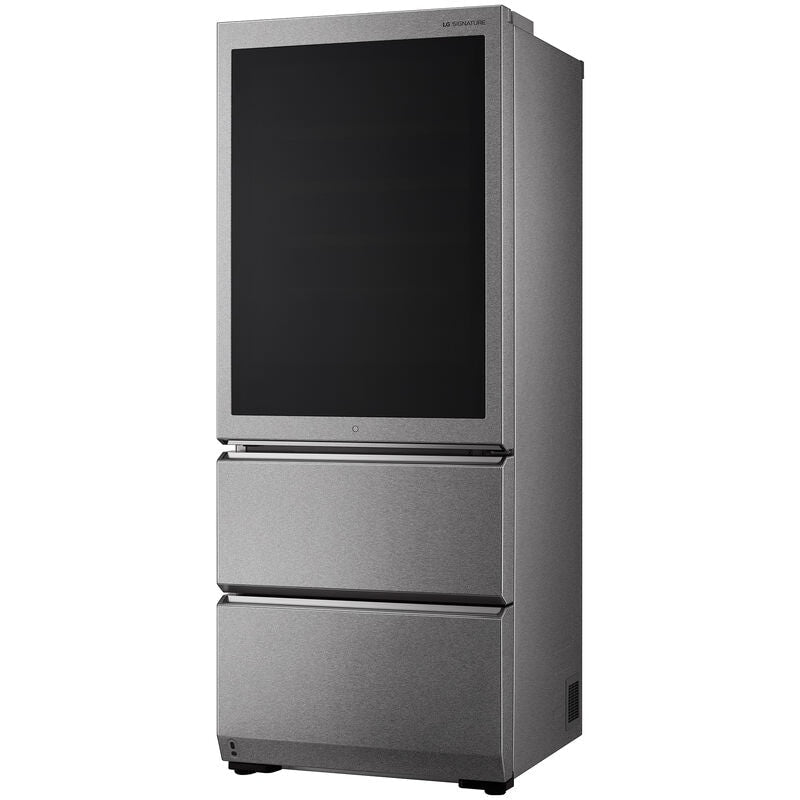 LG URETC1408N Signature InstaView 28 in. Freestanding Smart Wine Cooler with 2 Freezer Drawers, Multi-Zone & 65 Bottle Capacity - Textured Steel