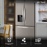 LG LRFXC2606S 36 in. 25.5 cu. ft. Smart Counter Depth French Door Refrigerator with Ice & Water Dispenser - PrintProof Stainless Steel