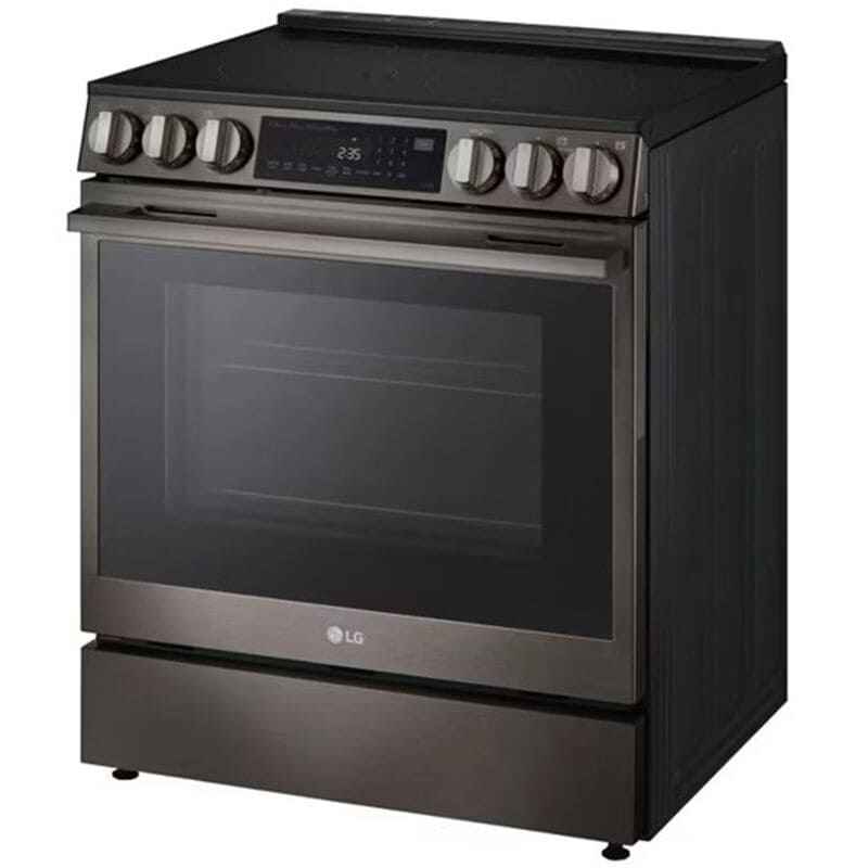 LG LSEL6335ZE 30 in. 6.3 cu.ft. Smart Air-Fry True European Convection Slide-In Electric Range with Radiant Burners - Black Stainless Steel