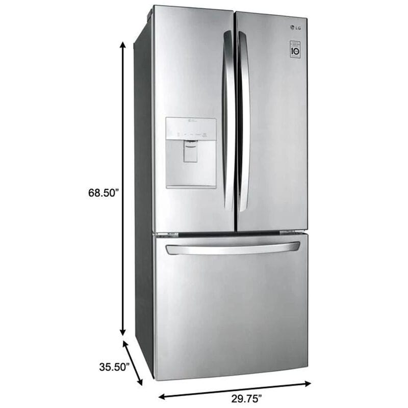 LG LFDS22520S 30 in. 21.8 cu. ft. French Door Refrigerator with Ice & Water Dispenser - Stainless Steel