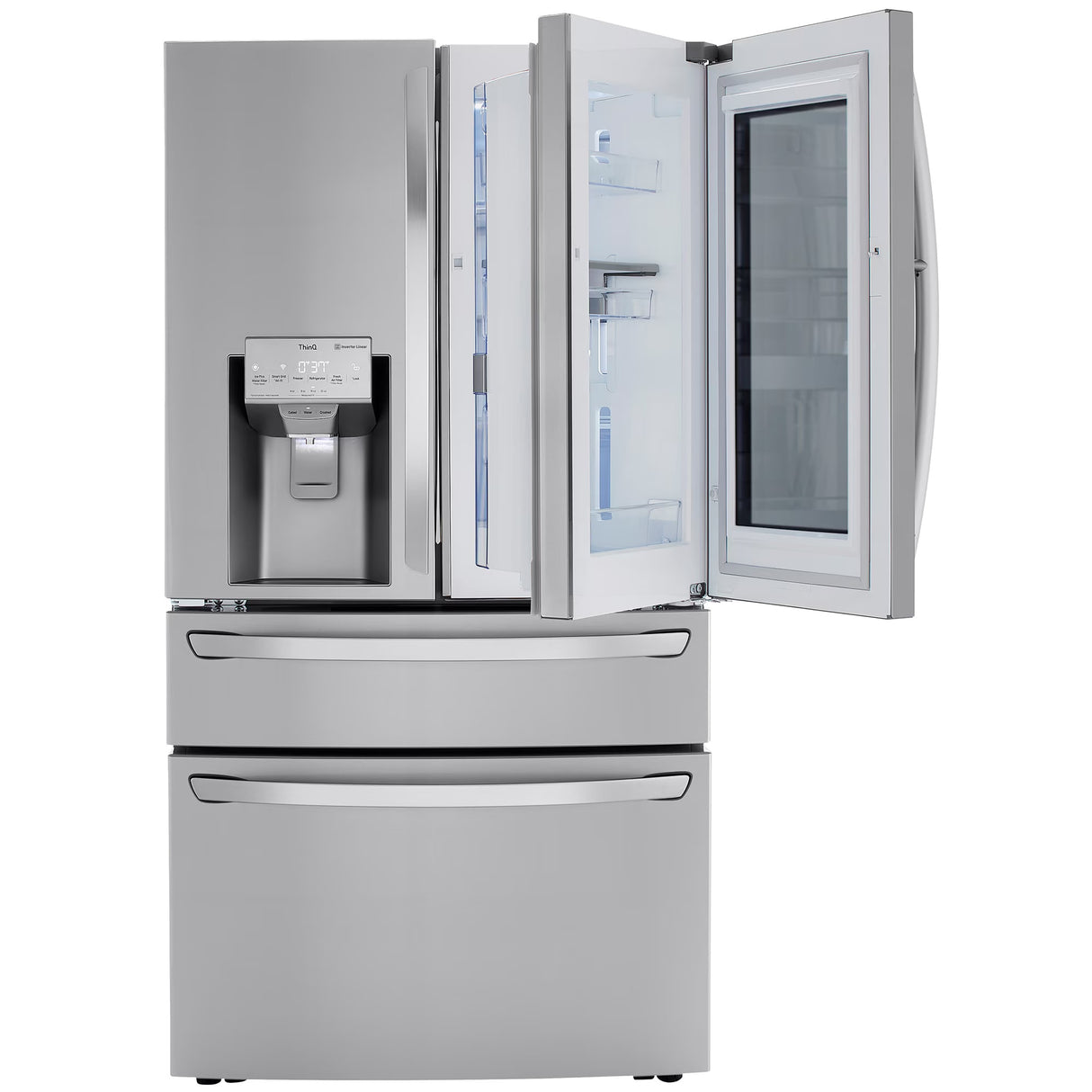 LG LRMVC2306S InstaView 36 in. 22.5 cu. ft. Smart Counter Depth 4-Door French Door Refrigerator with Ice & Water Dispenser - PrintProof Stainless Steel