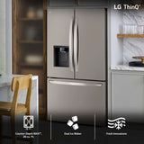 LG LRYKC2606S 36 in. 25.5 cu. ft. Smart Counter Depth French Door Refrigerator with Ice & Water Dispenser - PrintProof Stainless Steel