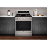 LG LRGN6325X 30 in. 6.3 cu. ft. Smart Air-Fry True European Convection Gas Range with 5 Sealed Burners & Griddle - PrintProof Stainless Steel