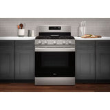 LG LRGN6323Y 30 in. 6.3 cu. ft. Smart Air Fry True European Convection Gas Range with 5 Sealed Burners & Griddle - Stainless Steel