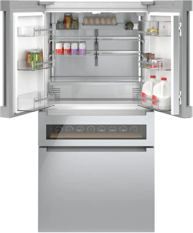 800 Series French Door Bottom Mount Refrigerator, Glass door 36" Stainless Steel - (B36CL81ENG) - BOSCH