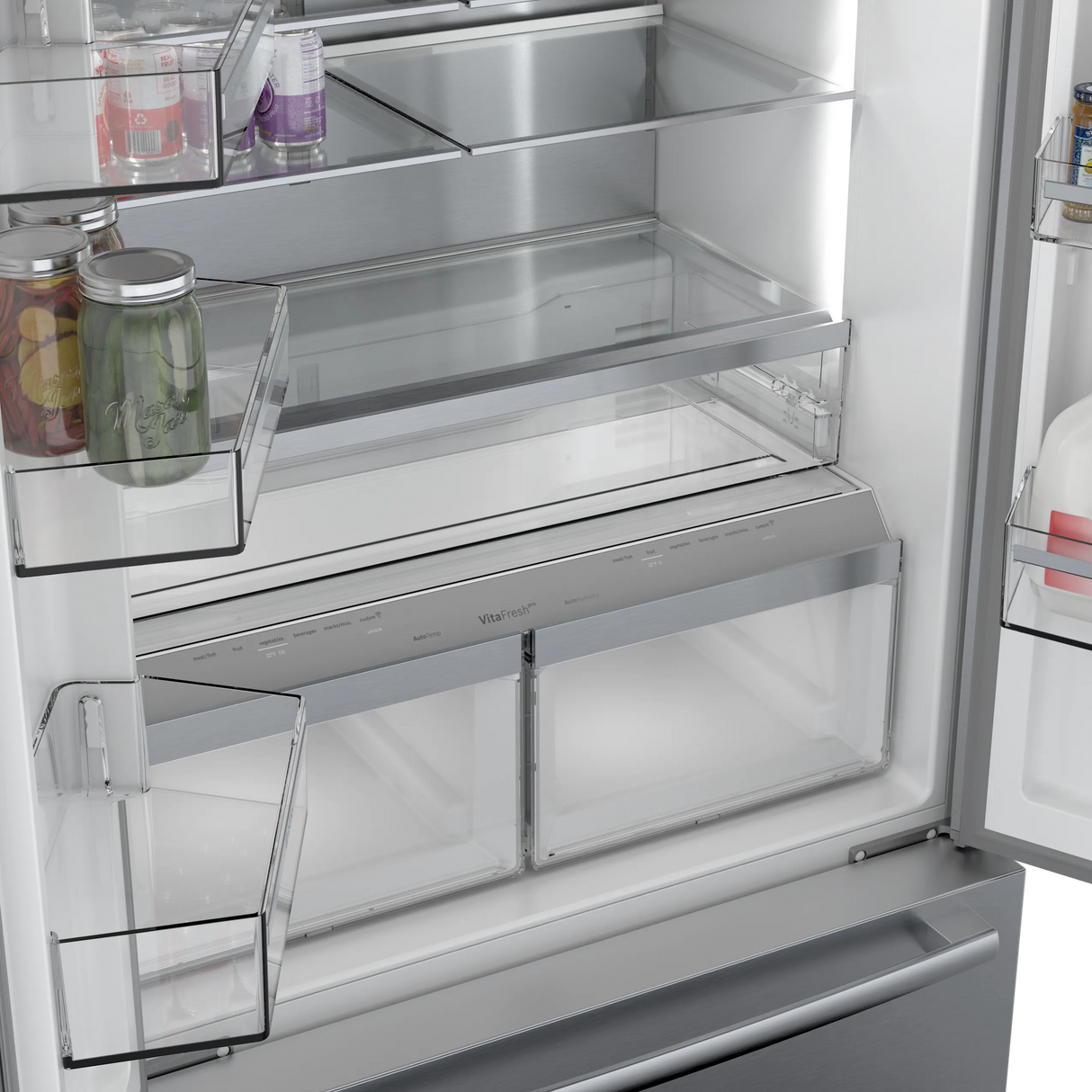 800 Series French Door Bottom Mount Refrigerator 36" Stainless steel (with anti-fingerprint) - (B36CT80SNS) - BOSCH