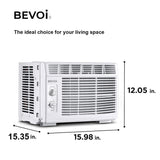 Bevoi 5,000 BTU Window Air Conditioner with Remote BEV05WiNMiD | 115V 15A in White