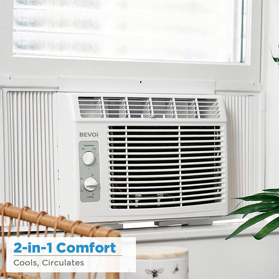 Bevoi 5,000 BTU Window Air Conditioner with Remote BEV05WiNMiD | 115V 15A in White