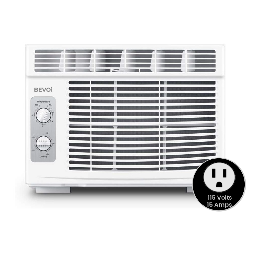 Bevoi 5,000 BTU Window Air Conditioner with Remote BEV05WiNMiD | 115V 15A in White