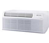 Angled view of Bevoi PTAC air conditioner showing compact design and vent details, right side.