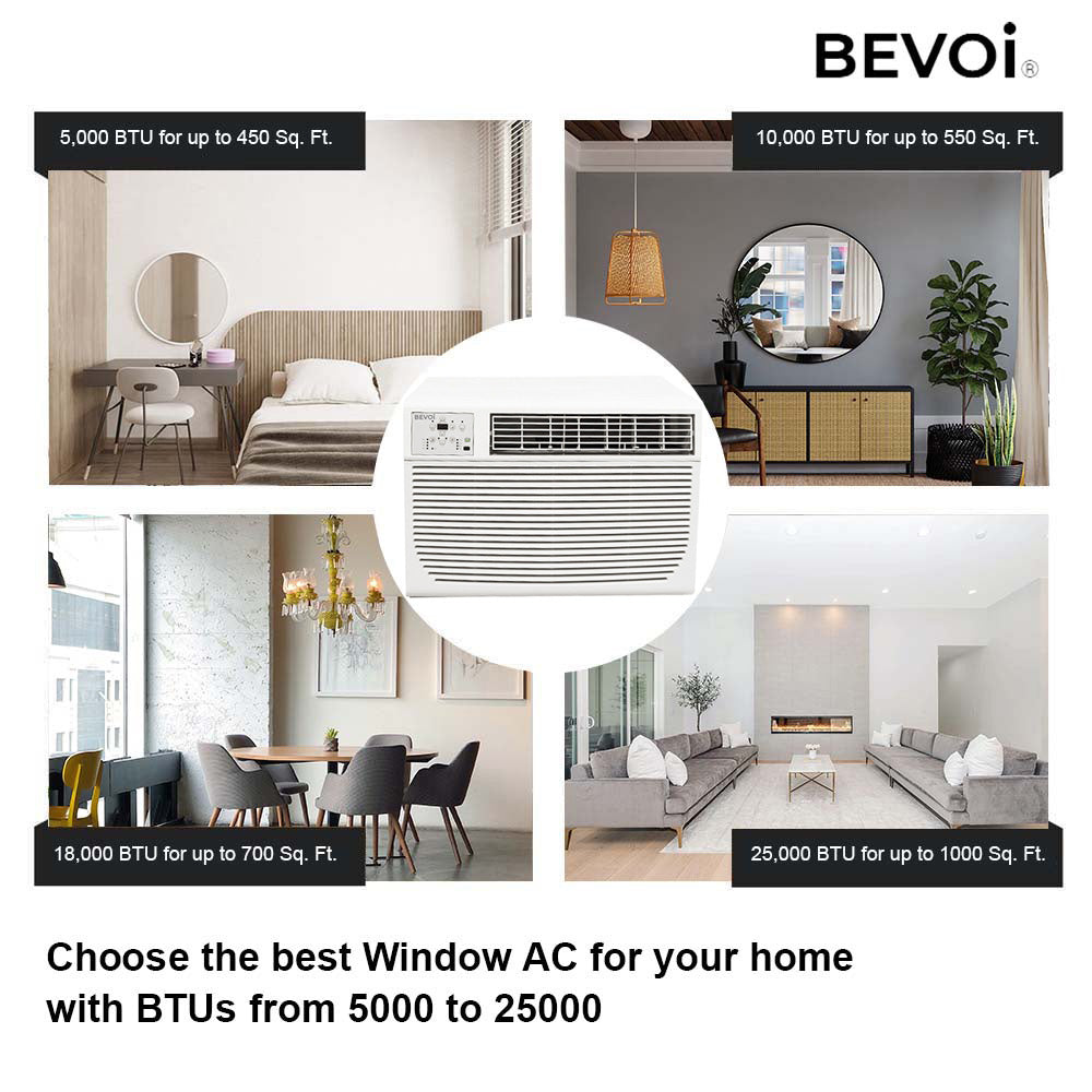 Bevoi 12,000 BTU Window Air Conditioner with Supplemental Heat BEV12WiNMIDHF | 230V 20A in White