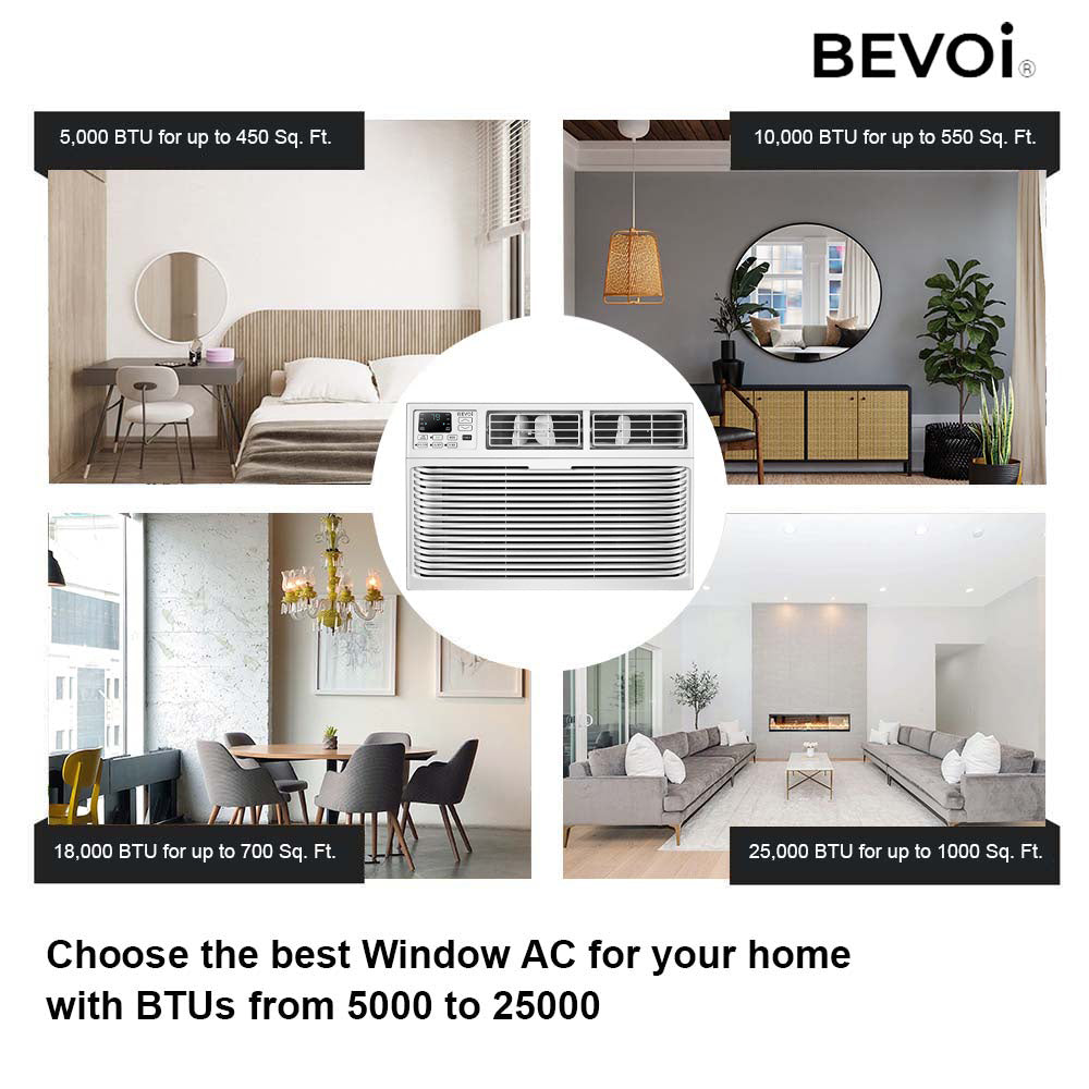 Bevoi 15,100 BTU EasyCool Window Air Conditioner with Remote BEV15WiNCC | 115V 15A in White