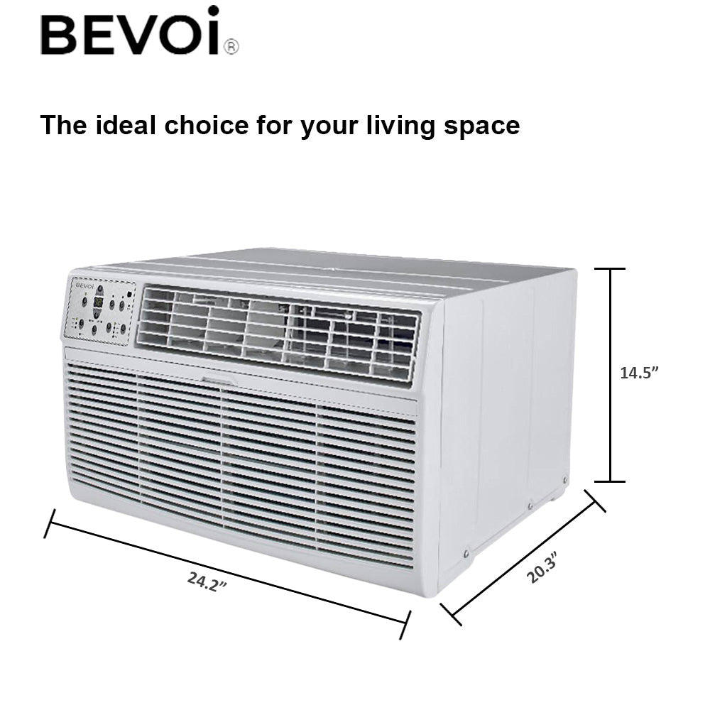 Bevoi 8,000 BTU Through The Wall Air Conditioner Heat and Cool BEVTTW81HF | 115V 15A in White
