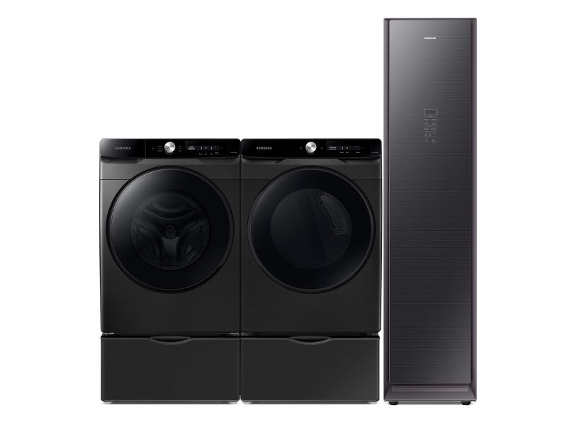 AI Powered Smart Dial and Super Speed Wash Front Load Washer, AI Powered Smart Dial and Super Speed Dry Dryer, 2 matching pedestals and AirDresser package - (BNDL1629233932715)