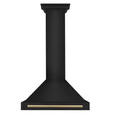 ZLINE Autograph Edition 30 in. Black Stainless Steel Wall Mount Range Hood With Champagne Bronze Handle (BSKB4Z-30-CB) - (BSKB4Z30CB) -