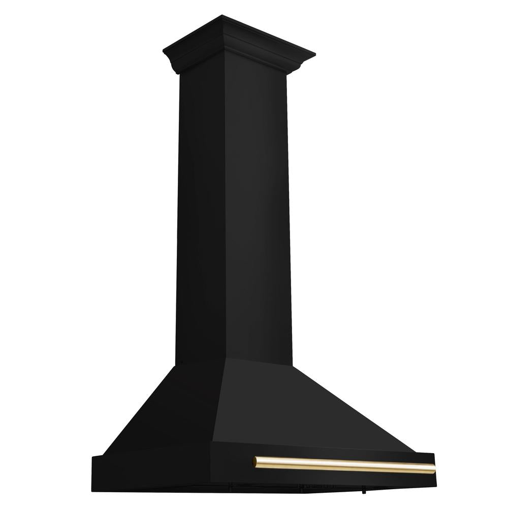 ZLINE Autograph Edition 30 in. Black Stainless Steel Wall Mount Range Hood With Polished Gold Handle (BSKB4Z-30-G) - (BSKB4Z30G) -