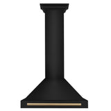 ZLINE Autograph Edition 30 in. Black Stainless Steel Wall Mount Range Hood With Polished Gold Handle (BSKB4Z-30-G) - (BSKB4Z30G) -