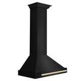 ZLINE Autograph Edition 30 in. Black Stainless Steel Wall Mount Range Hood With Polished Gold Handle (BSKB4Z-30-G) - (BSKB4Z30G) -