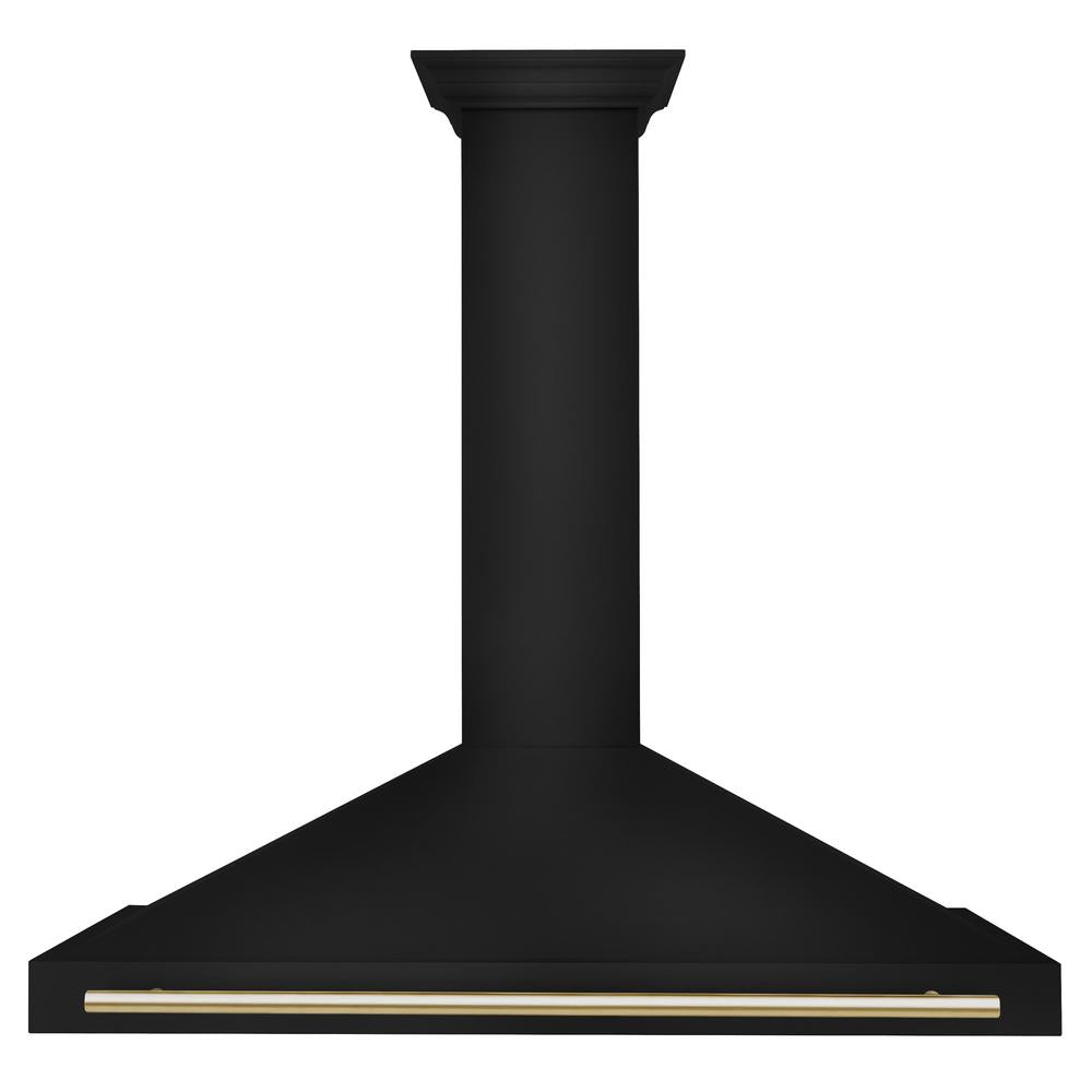 Autograph Edition 48 in. Black Stainless Steel Wall Mount Range Hood With Polished Gold Handle - (BSKB4Z48G) -