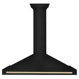 Autograph Edition 48 in. Black Stainless Steel Wall Mount Range Hood With Polished Gold Handle - (BSKB4Z48G) -