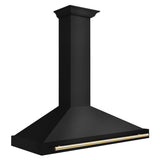 Autograph Edition 48 in. Black Stainless Steel Wall Mount Range Hood With Polished Gold Handle - (BSKB4Z48G) -