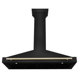 Autograph Edition 48 in. Black Stainless Steel Wall Mount Range Hood With Polished Gold Handle - (BSKB4Z48G) -