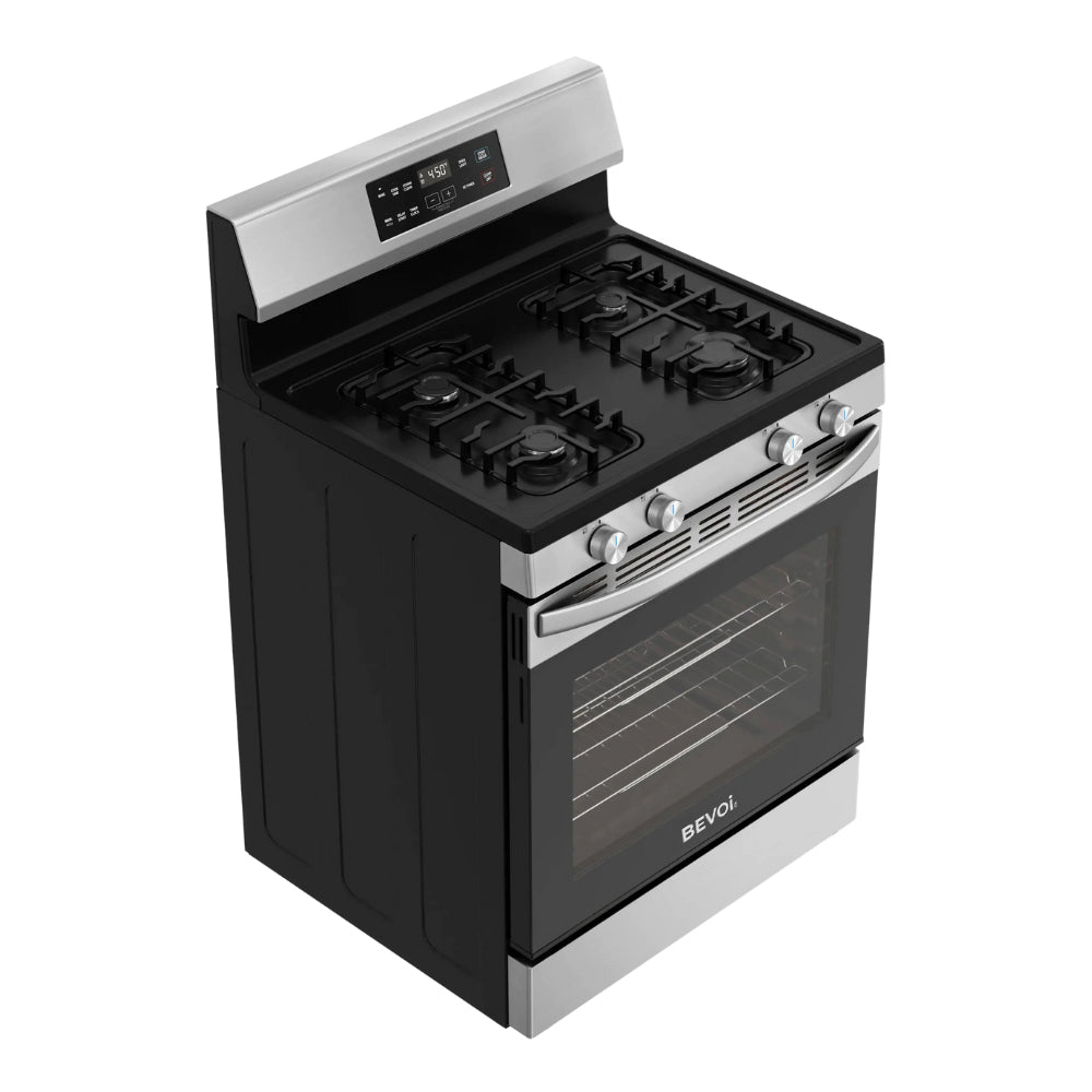 Bevoi BSPGG3003SS 30 inch Freestanding Rear Control OPP Gas Range in Stainless Steel