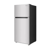 Bevoi BVIREF18NHSS refrigerator with doors open showing glass shelves and crisper drawers