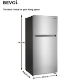 Bevoi BVIREF18NHSS top-mount freezer compartment with wire shelf and baskets