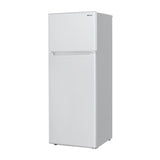 Bevoi BVIREF7W stainless steel top freezer refrigerator – right side angled front perspective