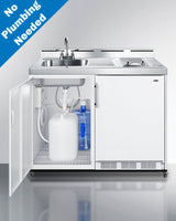 48" Wide Mobile All-in-one Kitchenette, No Plumbing Needed - (C48ELGLASSPUMPMB)
