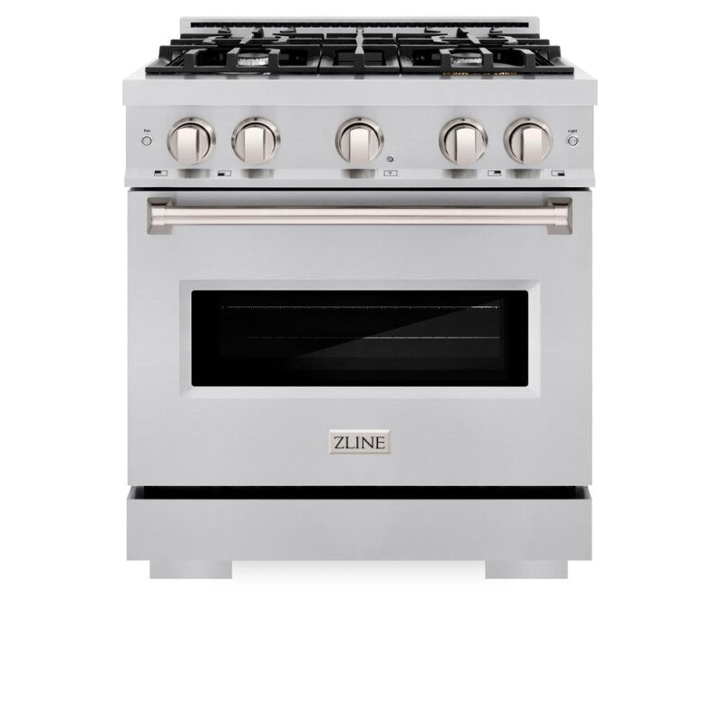 ZLINE 30 in. 4.2 cu. ft. Classic Dual Fuel Range with 4 Burner Gas Cooktop and Electric Convection Oven in Stainless Steel (CDR30) - (CDR30) -