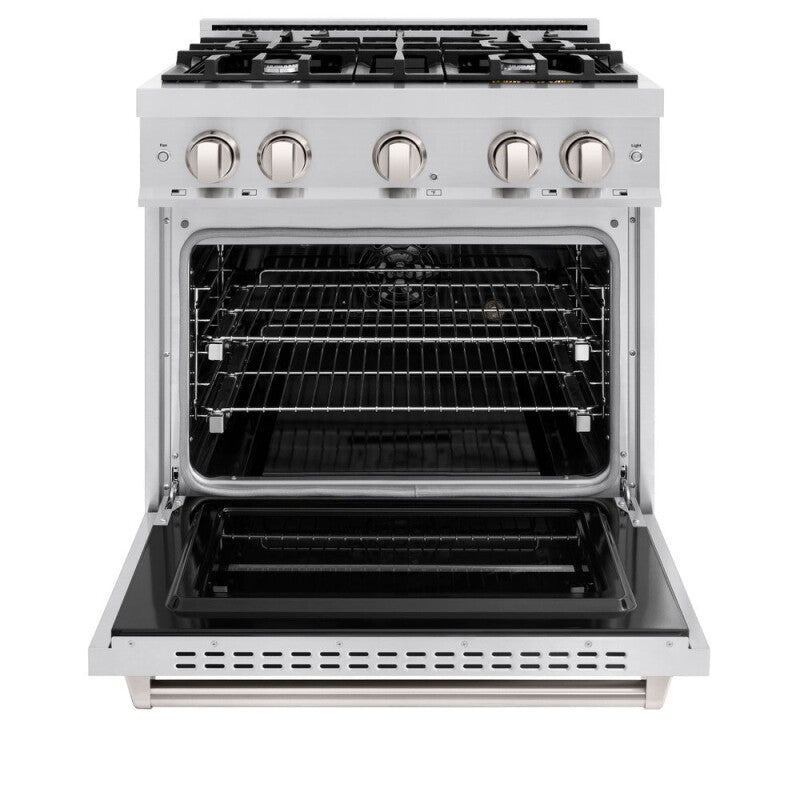 ZLINE 30 in. 4.2 cu. ft. Classic Dual Fuel Range with 4 Burner Gas Cooktop and Electric Convection Oven in Stainless Steel (CDR30) - (CDR30) -