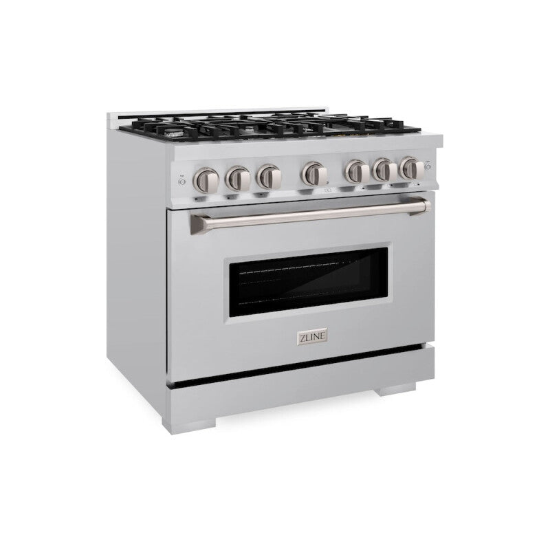 ZLINE 36 in. 5.2 cu. ft. Classic Dual Fuel Range with 6 Burner Gas Cooktop and Electric Convection Oven in Stainless Steel (CDR36) - (CDR36) -