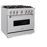 ZLINE 36 in. 5.2 cu. ft. Classic Dual Fuel Range with 6 Burner Gas Cooktop and Electric Convection Oven in Stainless Steel (CDR36) - (CDR36) -
