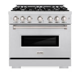 ZLINE 36 in. 5.2 cu. ft. Classic Dual Fuel Range with 6 Burner Gas Cooktop and Electric Convection Oven in Stainless Steel (CDR36) - (CDR36) -