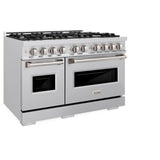 ZLINE 48 in. 6.7 cu. ft. Classic Double Oven Dual Fuel Range with 8 Burner Gas Cooktop in Stainless Steel (CDR48) - (CDR48) -