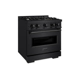 ZLINE 30 in. 4.2 cu. ft. Classic Dual Fuel Range with 4 Burner Gas Cooktop and Electric Convection Oven in Black Stainless Steel (CDRB-30) - (CDRB30) -