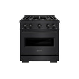 ZLINE 30 in. 4.2 cu. ft. Classic Dual Fuel Range with 4 Burner Gas Cooktop and Electric Convection Oven in Black Stainless Steel (CDRB-30) - (CDRB30) -