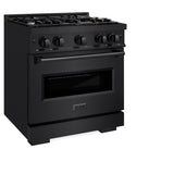 ZLINE 30 in. 4.2 cu. ft. Classic Dual Fuel Range with 4 Burner Gas Cooktop and Electric Convection Oven in Black Stainless Steel (CDRB-30) - (CDRB30) -