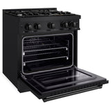 ZLINE 30 in. 4.2 cu. ft. Classic Dual Fuel Range with 4 Burner Gas Cooktop and Electric Convection Oven in Black Stainless Steel (CDRB-30) - (CDRB30) -